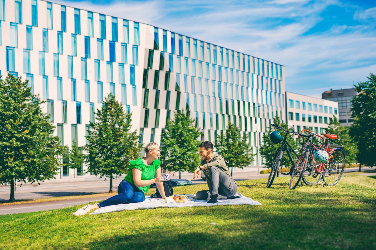 Ihmiset puistossa picnicillä