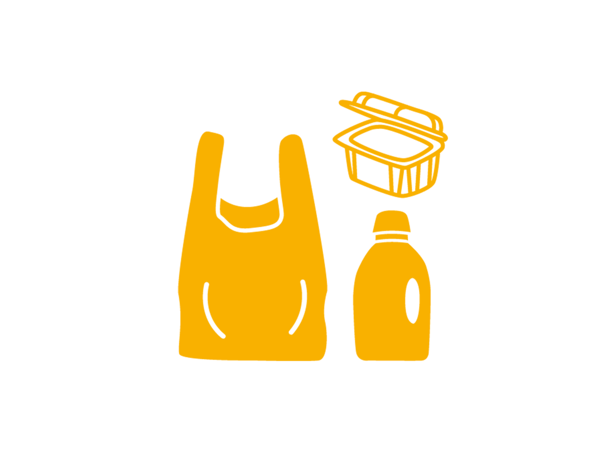 Muovipakkaukset picto keltainen